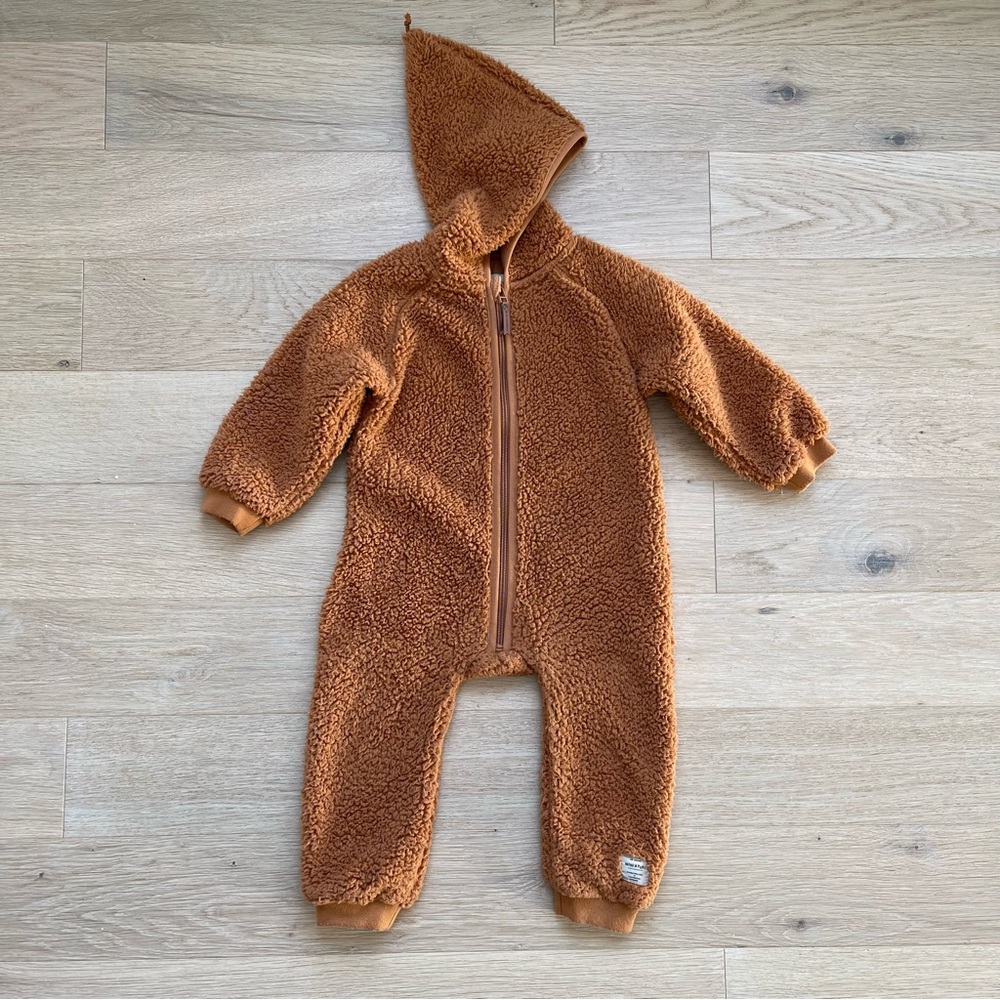 Mini A Ture Teddy Fleece Hooded Suit – Pecan Brown – 2Y (92 cm)